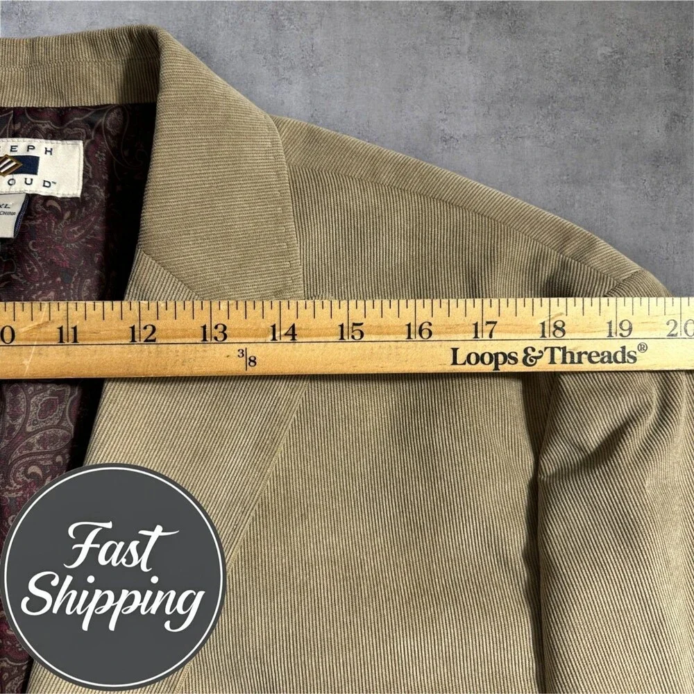 JOSEPH ABBOUD Men's 46R XXL Tan Corduroy Blazer Sport Coat 2-Button Jacket